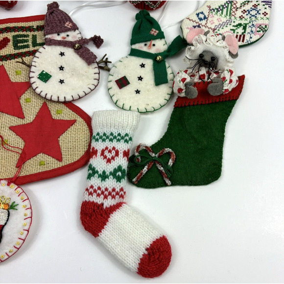 24 Handmade Primitive Country Style Christmas Ornament Crochet Stocking Cottage - Picture 4 of 16